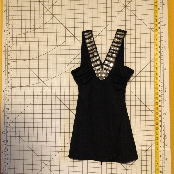 Dressy Black Sleeveless Tunic with Jewels (small) - Picture 1 of 3
